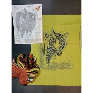 Vtg RARE 1975 National Paragon "Tigress and Cub" MCM Crewel Kit 02791X Wickstrom